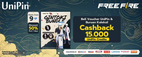 Top Up Free Fire Sekarang, Koleksi Gintoki Bundle & Dapatkan Cashback hingga 15.000 UniPin Credits!